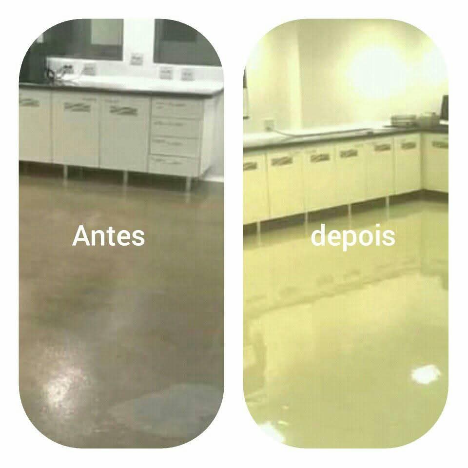 Comparação do piso antes e depois do acabamento